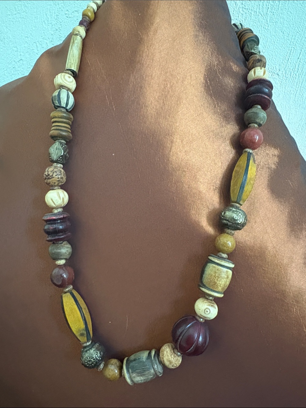 VTG Handcrafted Multicolor Beaded Necklace - Natural Earth Tones - Picture 3 of 6